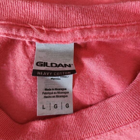 Michigan "Happy Camper" T-Shirt Top Women's Size Large Salmon Pink Tee Pullover - Picture 4 of 4